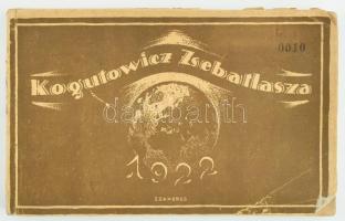 1921 Kogutowicz Zsebatlasza - 1922, kiadja: Magyar Néprajzi Társaság Emberföldrajzi Szakosztálya, benne a feldarabolt Magyarországot érintő térképekkel, irredenta, sérült kötés, 192p