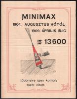 1909 Minimax kézi tűzoltó készülék képes reklám nyomtatvány 4 p.