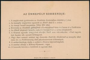 1882 Budapest, meghívó a Petőfi-szobor leleplezési ünnepélyére, kitöltetlen
