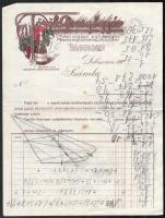 cca 1910 Török Pezsgőgyár fejléces levélpapír, számlaként megíratlan, de ceruzás számolás nyomaival