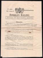 1911 Rendeleti Közlöny m. kir, honvédség számára. Tartalékosokra vonatkozó rendelet