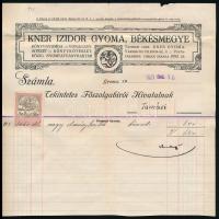 1921 Kner Izidor aláírt számlája borítékkal