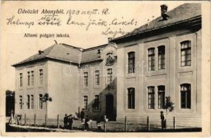 1906 Abony, Állami polgári iskola (kis szakadás / small tear)
