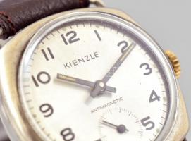 Ezüst (Ag) Kienzle férfi karóra, mechanikus szerkezettel, analóg kijelzős, bőrszíjjal, működik, kopo...