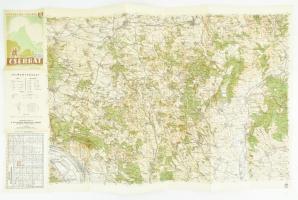 cca 1940 Kirándulók térképe: Cserhát. 1:75 0000. Kiadja a M. kir. Honvéd Térképészeti Intézet, 94×57 cm