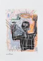 Jean-Michel Basquiat (1960-1988): Cím nélkül. Ofszet, papír, jelzett a nyomaton, szárazpecséttel is jelzett. Számozott: 57/100. Tanúsítvánnyal Lapméret: 70x50 cm / Numbered, marked 70x50 cm