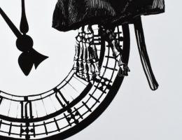 Banksy: Time. Ofszet, papír, jelzett a nyomaton, "POW Printmaking" szárazpecséttel Grafiar...