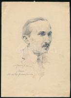 vitéz Pataky Ferenc (1897-): Szuszi, Dr. Müller Ferenc főorvos, 1930. Ceruza, papír, jelzett, lapszéli apró szakadásokkal, 27x19,5 cm