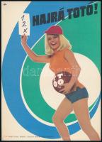 1968 Hajrá TOTÓ! villamosplakát, 24×17 cm