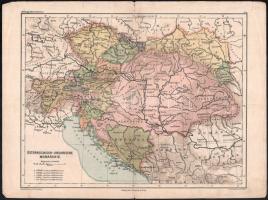 cca 1890-1900 Östrerreichisch-Ungarische Monarchie, Osztrák-Magyar Monarchia térképe, 1:5,000.000, kis szakadással, 25x34 cm