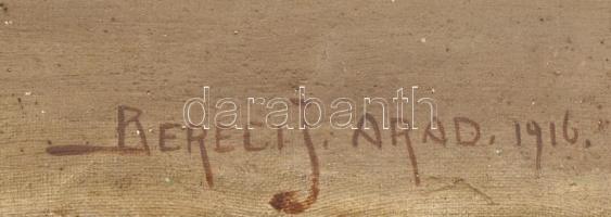 Bereci v. Beregi J. Arad 1916 jelzéssel: Aradi vár. Olaj, vászon, foltos. Dekoratív, kissé sérült fa...