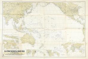 1941 A Csendes-óceán, 1:25000000, Bp., M. Kir. Honvéd Térképészeti Intézet, hajtott, 64×92 cm