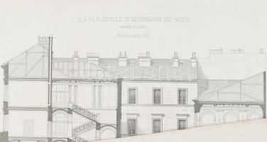 1879 A bécsi hatosházi reáliskola épületének a tervrajzai 4 db nagyméretű fénnyomat 44x30 cm-ig / Pl...
