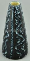 Retró Tófej váza, színes mázakkal festett kerámia, jelzés nélkül, hibátlan m:18cm