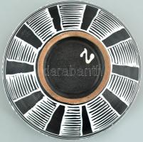 Színes mázakkal festett, retró kerámia kaspó. Jelzett, d: 24 cm, apró mázhibákkal, csorbával