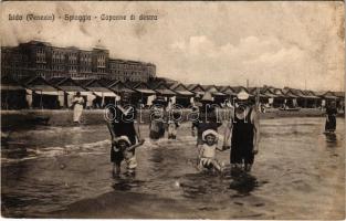 1913 Venezia, Venice; Lido, Spiaggia, Capanne di destra / beach (EK)