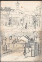 Kamarás Béla (?-?, működött a 20. sz. közepén), 4 db mű: Veszprémi részletek, 1962. Ceruza, papír, j...