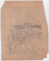 Muhits Sándor (1882-1956): Aratók. Ceruza, papír, jelzés nélkül, sérült, 30×24 cm