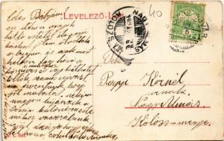 1909 Szamosújvár, Gherla; Víz utca, Főgimnázium, Kir. Járásbíróság. W.L. 1884. / street view, gramma...