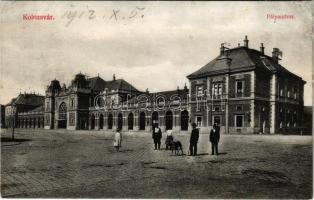 1912 Kolozsvár, Cluj; Pályaudvar, vasútállomás / railway station (r)