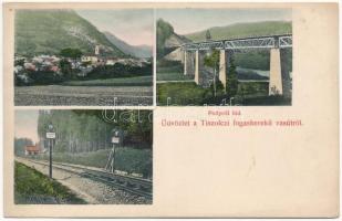 Tiszolc, Tisovec; Tiszolc-völgyi fogaskerekű vasút, Podjeli híd. Morvai Sámuel kiadása / standard gauge cogwheel railway line, railway bridge (EK)