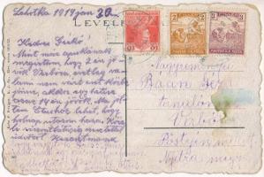 1919 Privigye, Prievidza; Erzsébet tér, üzletek. Kohn F. kiadása / square, shops (EB)