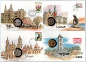 Vegyes 8db érmés boríték tétel, a borítékok híres épület motívummal, mind német nyelvű leírással, be...