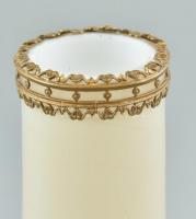 Lötz szecessziós díszváza, száldíszítéses irizáló fújt üveg, kopott, apró lepattanás, teteje lecsisz...