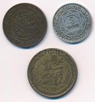 Tunézia 1865. (1281) 2K Cu + 1946. 5Fr Al-Br + Marokkó 1951. 5Fr Al T:2 Tunisia 1865. (1281) 2 Kharub Cu + 1946. 5 Francs Al-Br + Marocco 1951. 5 Francs Al C:XF