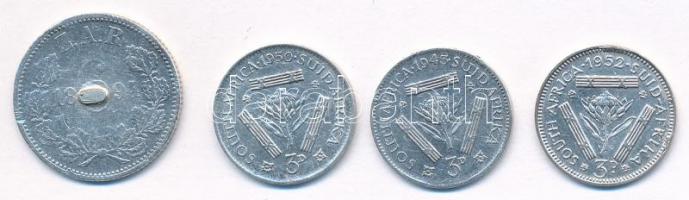 Dél-Afrika 1894. 6p Ag, előlapon forrasztásnyom + 1943-1952. 3p Ag "V. György"(3xklf) T:3,...