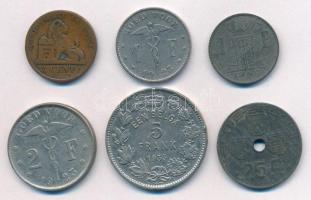 Belgium 1870-1944. 2c - 5Fr (6xklf) T:2-3 Belgium 1870-1944. 2 Cents - 5 Francs (6xdiff) C:XF-F