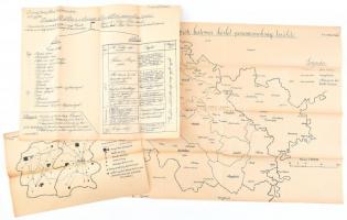 1919 A Budapesti Katonai Körlet Parancsnokság területe, tagozása, sematikus beosztása 3 db kihajtható tábla 60x45 cm-ig