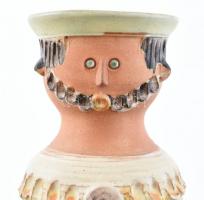 Kiss Roóz Ilona (1920-2010): Figurális váza, mázas kerámia, kézzel festett, jelzett, hibátlan, m: 25...