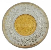 Német Szövetségi Köztársaság 1987D 1M Cu-Ni aranyozva, jelzett Ag keretben, tanúsítvánnyal, dísztokb...