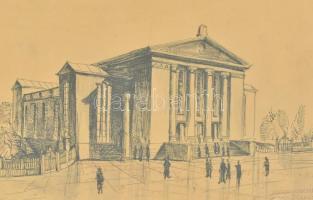 cca 1930 Komor Marcell (1868-1944) építész és fia, Komor János (1900-?): Ismeretlen zsinagóga terve....