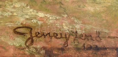 Jeney Jenő (1874-1942): Tengerparti akt. Olaj, vászon, jelzett. Restaurált, dublírozott. 68x84 cm