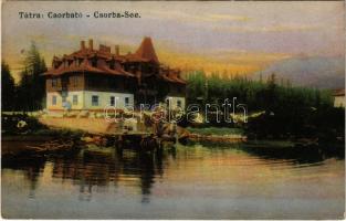 1911 Tátra, Magas-Tátra, Vysoké Tatry; Csorba-tó. Sochán P. kiadása / Csorba-See / Strbské pleso / lake