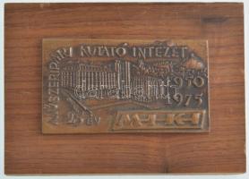 1975. Műszeripari Kutató Intézet - MIKI - 25 év egyoldalas, öntött bronz plakett, fa talpon (28x94mm) T:2