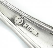 cca 1960 Ezüstözött orosz 6db villa, kanál, kés, mokkás és teás kanál, gazdagon díszítve, jelzett, s...