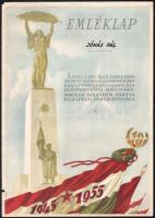 1955 3 db felszabadulás alkalmából kiadott szocreál grafikus oklevél
