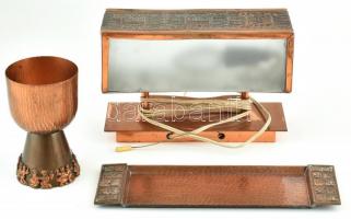 Vegyes retró, iparművészeti fém tárgyak, (Teván Margit, Szécsi István, stb.) részben jelzett, kopott...