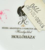 Hollóházi Szász Endre által tervezett mintával díszített porcelán váza és fali kép, jelzett, matricá...