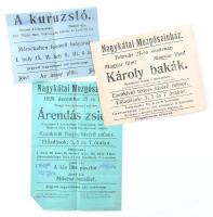 cca 1910 Nagykátai Mozgószínház Árendás zsidó + 2 db színházi plakát 19x26 cm-ig