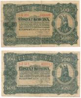 1923. 500K (2xklf: nyomdahely jelöléssel és nélküle) T:III Hungary 1923. 500 Korona (2xdiff: with printers mark and without it) C:F Adamo K34