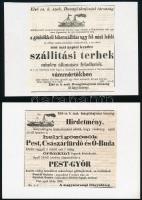 cca 1860 Dunai gőzhajók menetrendje 4 db kartonra ragasztott kivágás