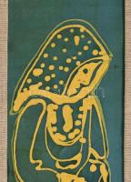 Sinkó Veronika (1945- ): Triptichon. Festett selyem, kinyitható dobozban. 53x80cm