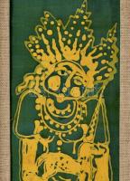 Sinkó Veronika (1945- ): Triptichon. Festett selyem, kinyitható dobozban. 53x80cm