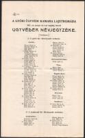 1917 Győri ügyvédek névjegyzéke, postán elküldve