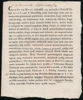 1818 Férjét mérgező makói asszony (Csapó Zsuzsa) bűnének és halálos ítéletének hirdetménye két nyelven Ráckeve. Tintával írt kiegészítéssel 24x26 cm