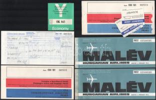 1978 MALÉV 2 db repülőjegy és az utazáshoz köthető egyéb nyomtatványok